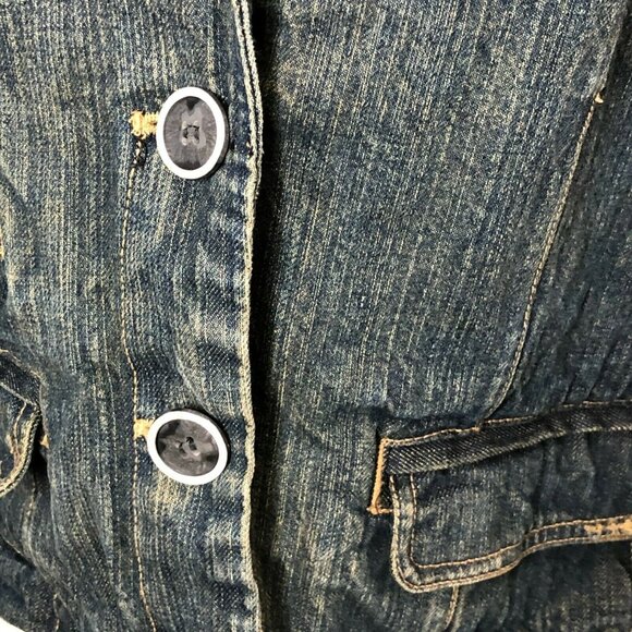 Duck Head Jean Jacket Womens XL Denim Blue Distressed Pockets Buttons - Picture 7 of 12